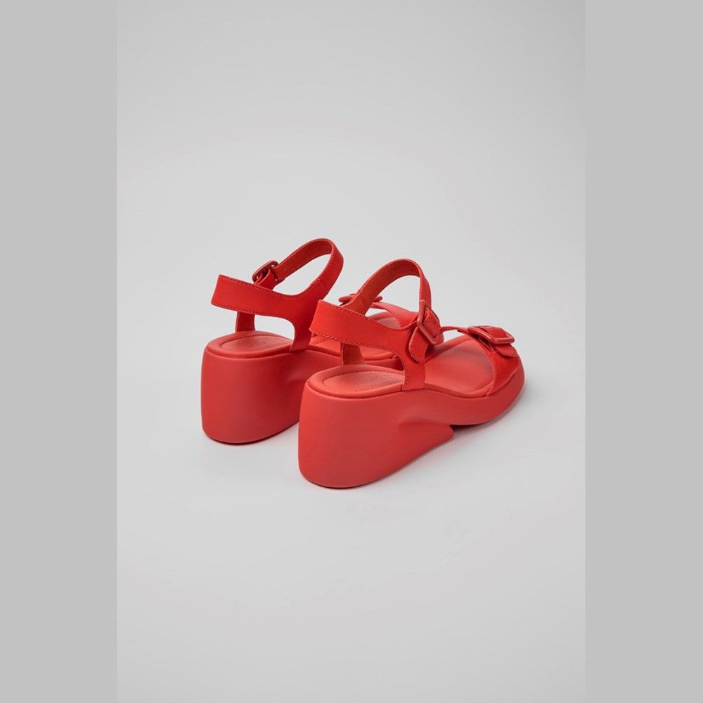 Sandales Compensées Camper Kaah Femme Rouge | KG2851073